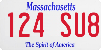 MA license plate 124SU8