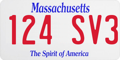 MA license plate 124SV3