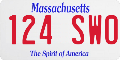 MA license plate 124SW0