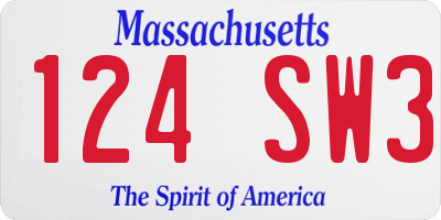 MA license plate 124SW3
