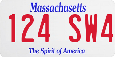 MA license plate 124SW4