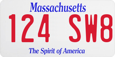 MA license plate 124SW8