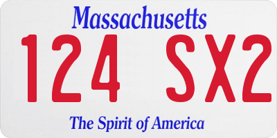 MA license plate 124SX2