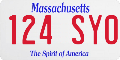 MA license plate 124SY0