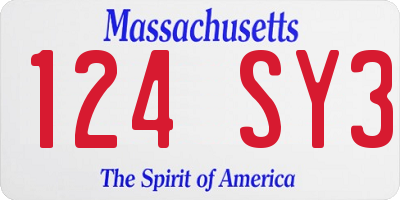MA license plate 124SY3