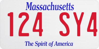 MA license plate 124SY4