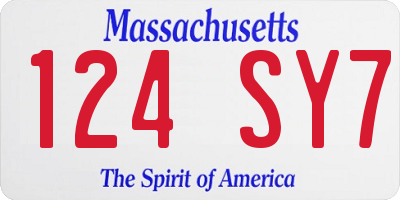 MA license plate 124SY7