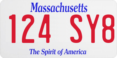 MA license plate 124SY8