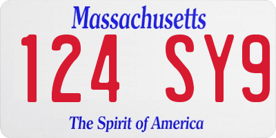 MA license plate 124SY9