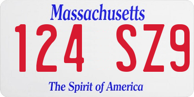 MA license plate 124SZ9