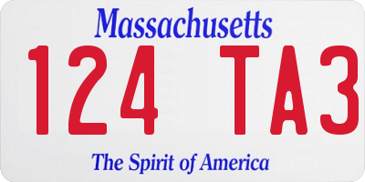 MA license plate 124TA3