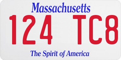 MA license plate 124TC8