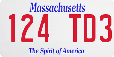 MA license plate 124TD3