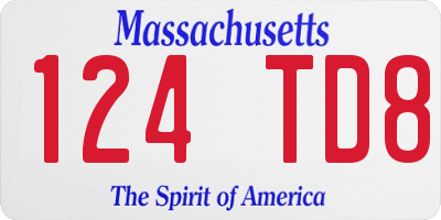 MA license plate 124TD8