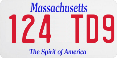 MA license plate 124TD9