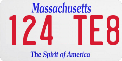 MA license plate 124TE8