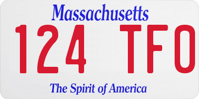 MA license plate 124TF0