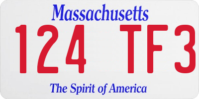 MA license plate 124TF3