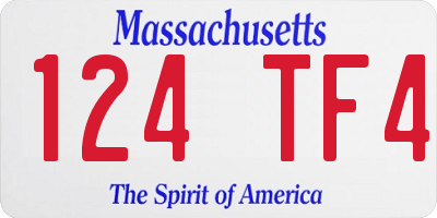 MA license plate 124TF4