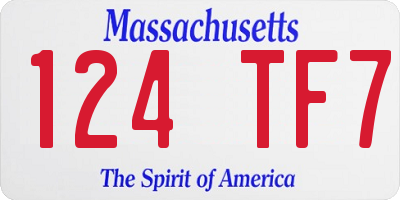 MA license plate 124TF7