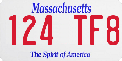 MA license plate 124TF8