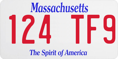 MA license plate 124TF9