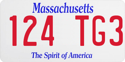 MA license plate 124TG3