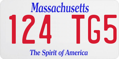 MA license plate 124TG5