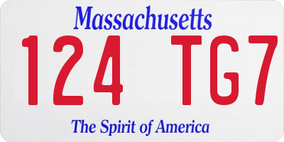 MA license plate 124TG7