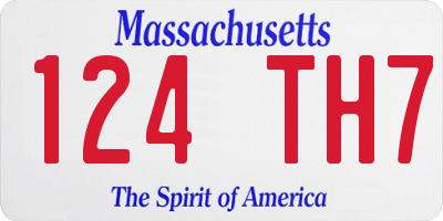 MA license plate 124TH7