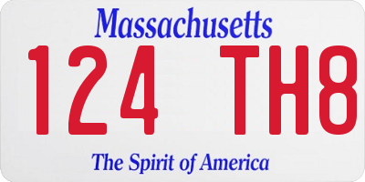 MA license plate 124TH8