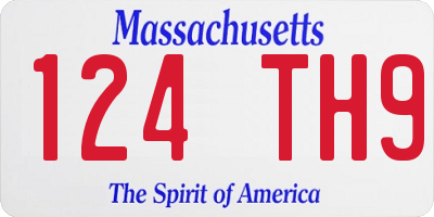 MA license plate 124TH9