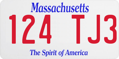 MA license plate 124TJ3