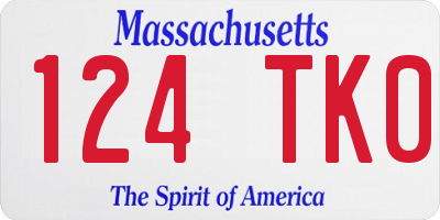 MA license plate 124TK0