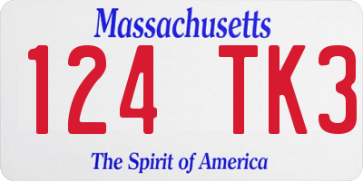 MA license plate 124TK3