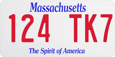 MA license plate 124TK7