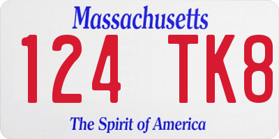 MA license plate 124TK8