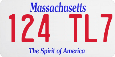MA license plate 124TL7