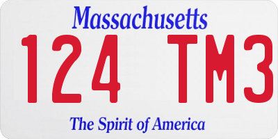 MA license plate 124TM3