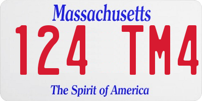 MA license plate 124TM4