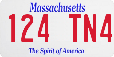 MA license plate 124TN4
