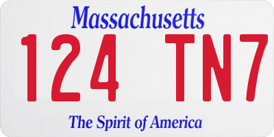 MA license plate 124TN7