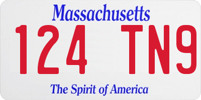 MA license plate 124TN9
