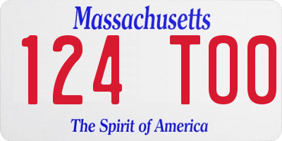 MA license plate 124TO0