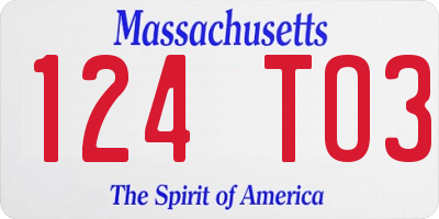 MA license plate 124TO3