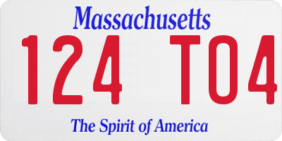 MA license plate 124TO4
