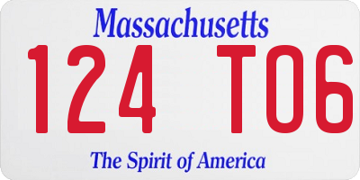 MA license plate 124TO6