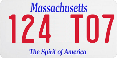 MA license plate 124TO7