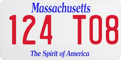 MA license plate 124TO8