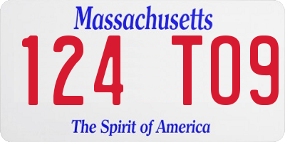 MA license plate 124TO9